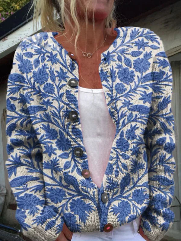 Celia – strickjacke mit floralen details für elegante outfits