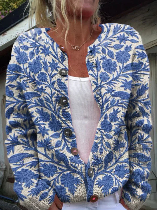 Celia – strickjacke mit floralen details für elegante outfits