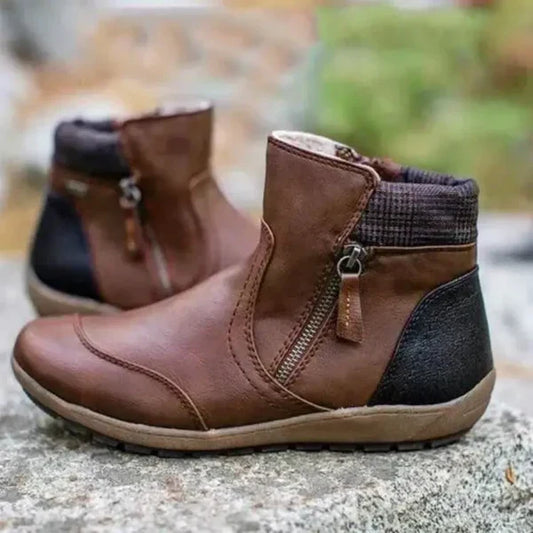 Warme, lässige damen-stiefeletten mit reißverschluss – damen