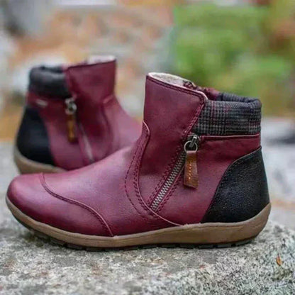 Warme, lässige damen-stiefeletten mit reißverschluss – damen