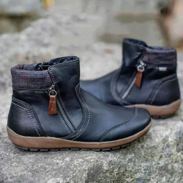 Warme, lässige damen-stiefeletten mit reißverschluss – damen