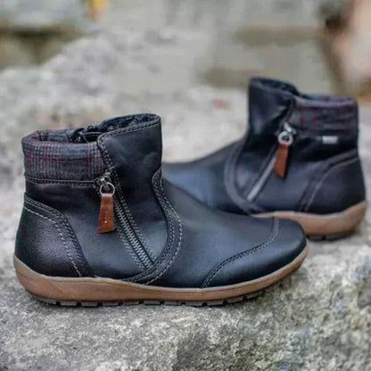 Warme, lässige damen-stiefeletten mit reißverschluss – damen