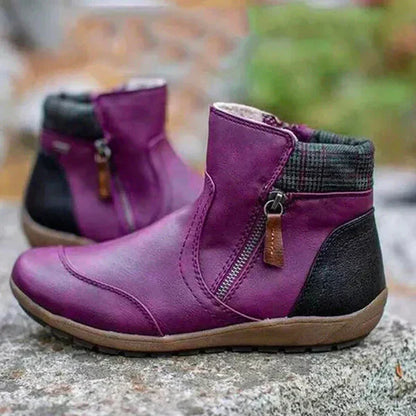 Warme, lässige damen-stiefeletten mit reißverschluss – damen