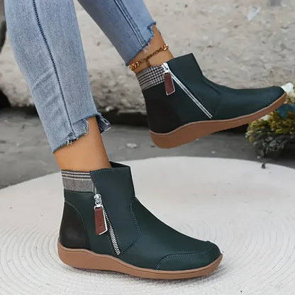 Warme, lässige damen-stiefeletten mit reißverschluss – damen