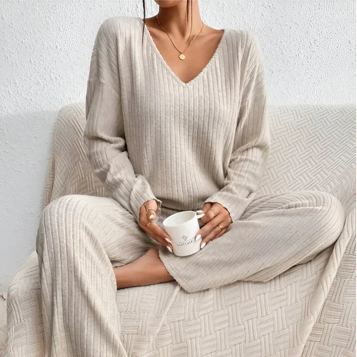 Isla – gestreiftes pullover-set mit v-ausschnitt