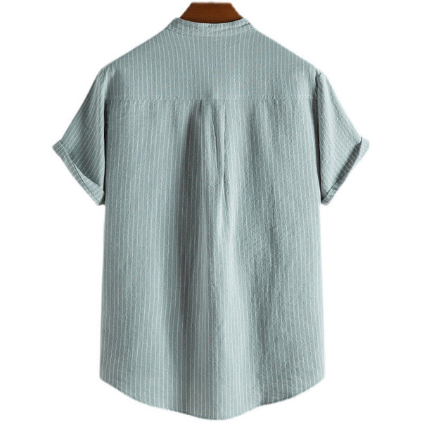 David – gestreiftes herrenhemd aus leinen mit halbknöpfen