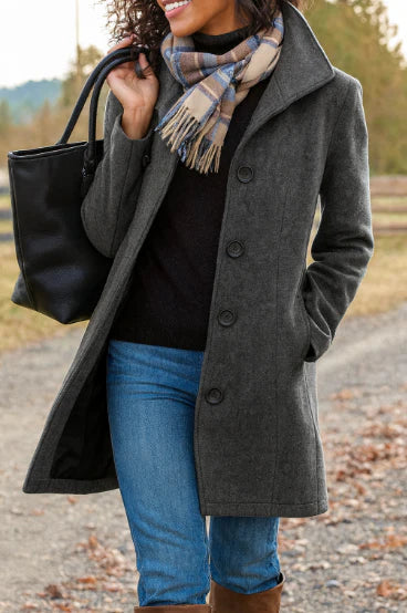 Winter trenchcoat für damen lang – eleganter mantel für kalte tage