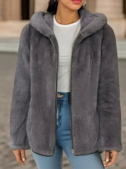 Selina – fleece-sweatshirt mit kapuze und wollfutter