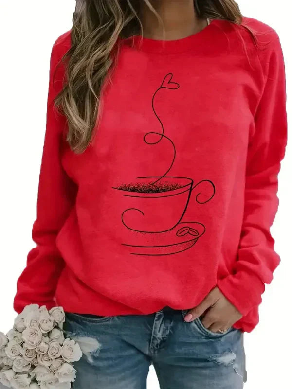 Maja – crewneck sweatshirt mit coffee-cup grafikdruck