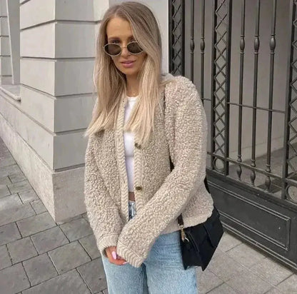 Luna weiche teddyjacke – gemütlicher winter-look