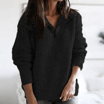 Ramona – damen-strickpullover mit halbem reibverschluss