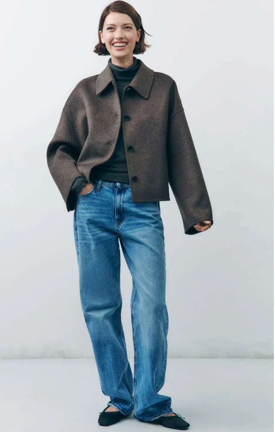 Oversize-ubergangsjacke für damen – eleganter kurzmantel für den alltag