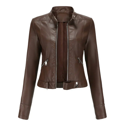 Elegante damen-bikerjacke mit taillierter passform