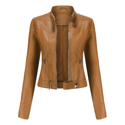 Elegante damen-bikerjacke mit taillierter passform