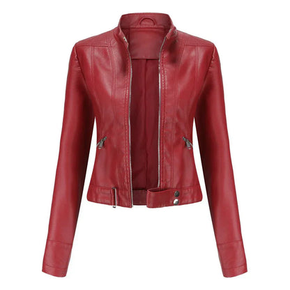 Elegante damen-bikerjacke mit taillierter passform