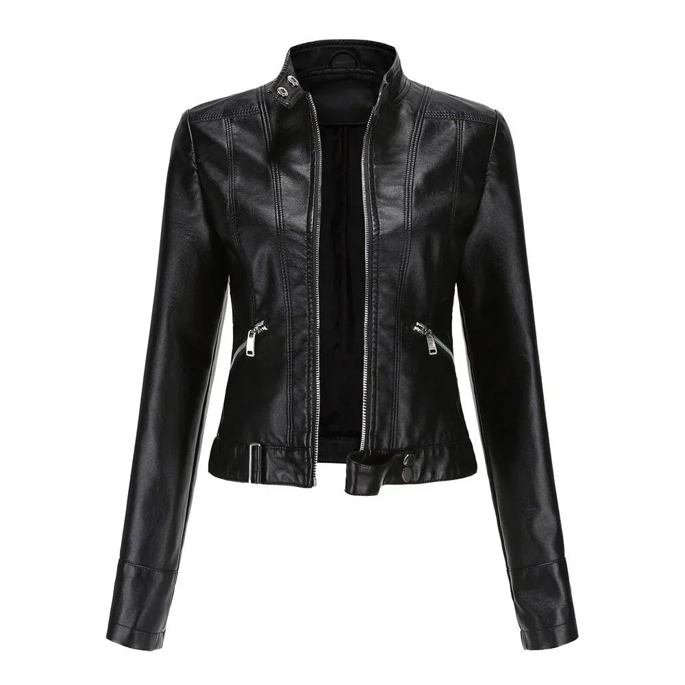 Elegante damen-bikerjacke mit taillierter passform