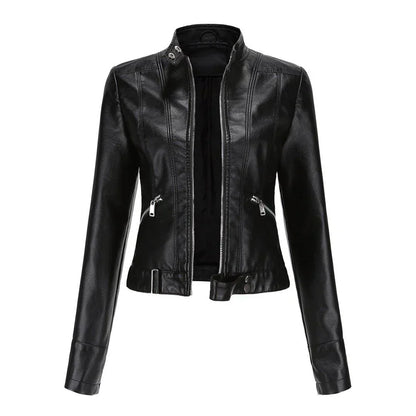 Elegante damen-bikerjacke mit taillierter passform