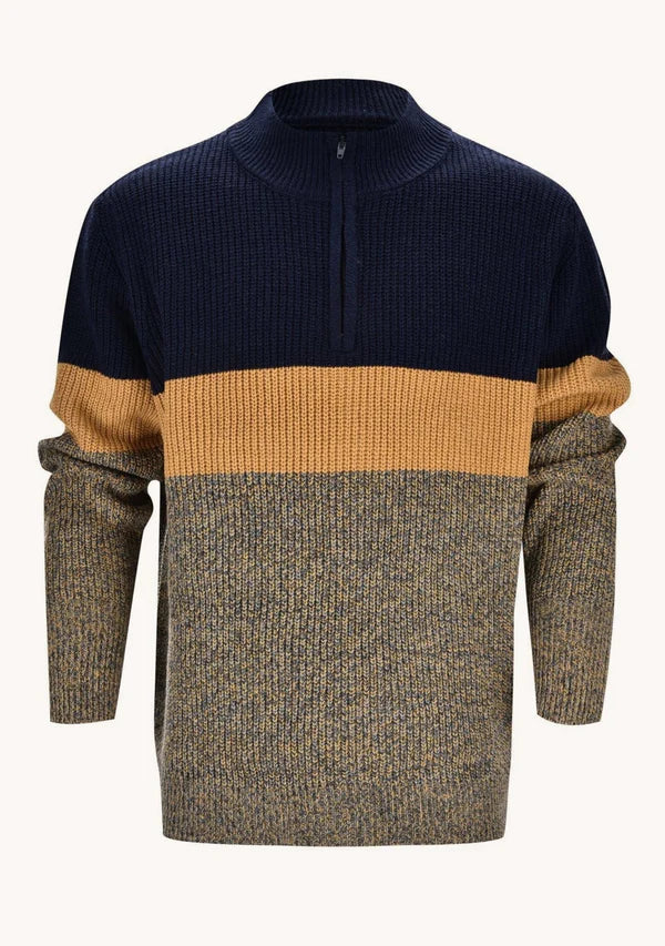 Norbert – moderner feinstrickpullover im color-blocking-design