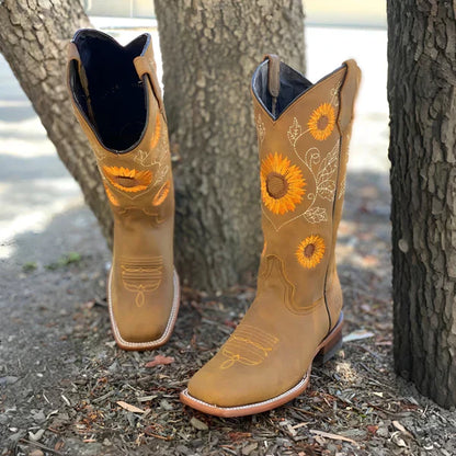 Bestickte kniehohe cowboystiefel für damen