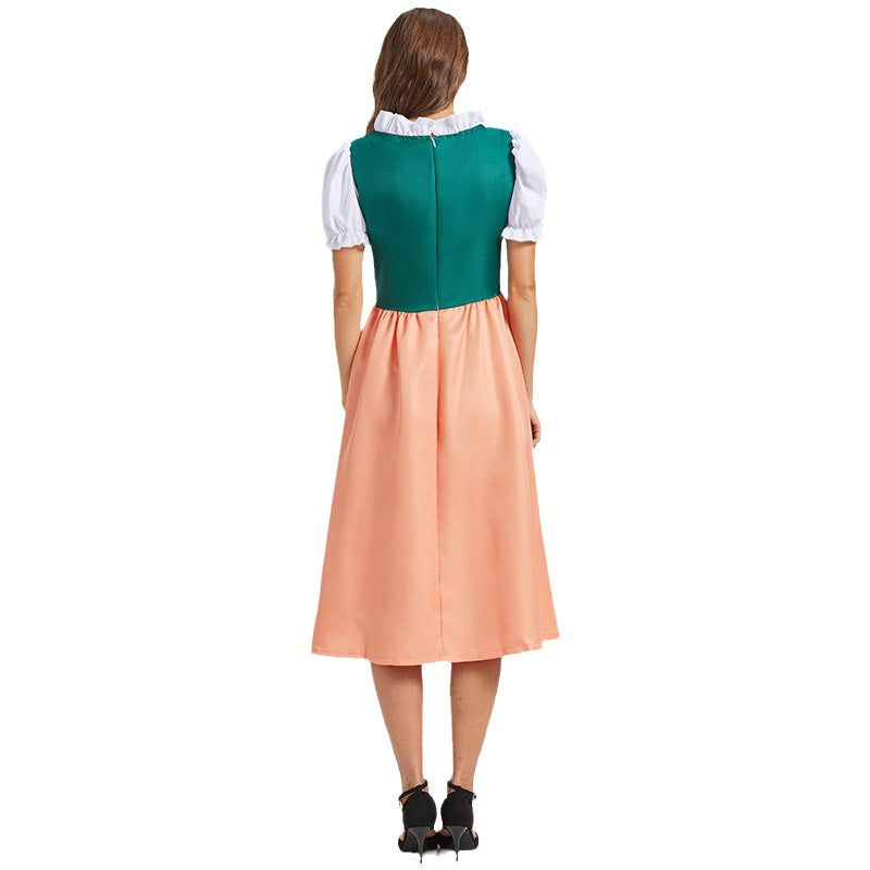 Sahara | Dirndl kleid in Midilänge mit Rosenstickerei und Kontrastrock für Frauen