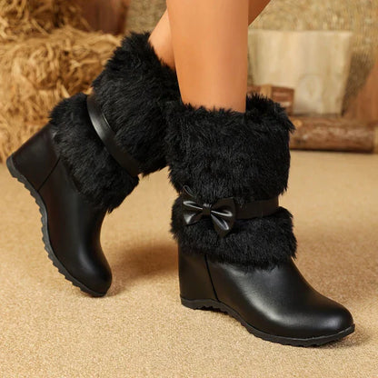 Sieglinde – kuschelige winterstiefel mit dicker sohle und schleife