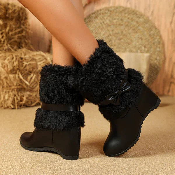 Sieglinde – kuschelige winterstiefel mit dicker sohle und schleife