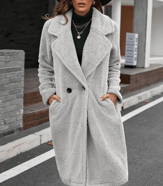 Henriette | Mantel mit Bindegürtel und Wolloptik für Frauen