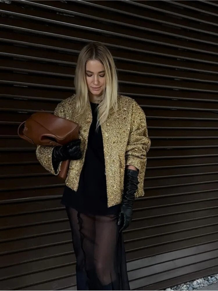 Kashton | Goldene Bomberjacke für Frauen im Herbststil