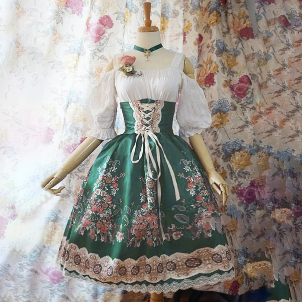 Bowie | Dirndl kleid mit Brokatmuster und Satinschleife für Frauen