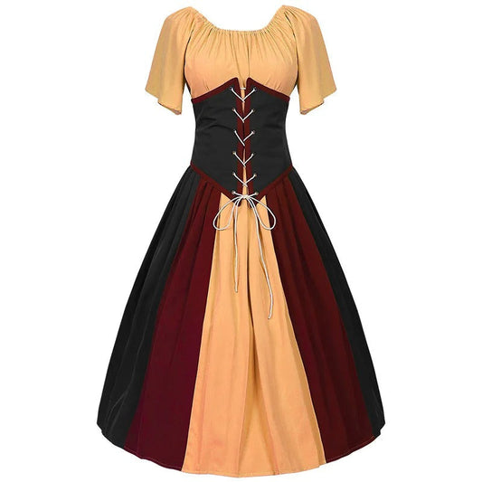 Amaris | Dirndl kleid mit Farbkeil-Design und Schnürkorsage für Frauen