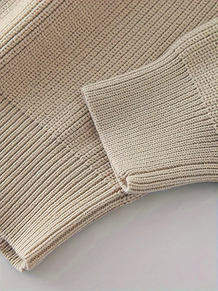 Anders – half-zip strickpullover mit hohem kragen und rippstruktur