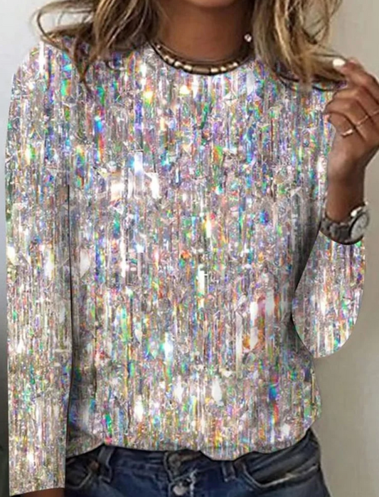 Rias | Glitzerpullover mit Paillettenbesatz für Frauen